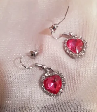 Conjunto Corazón Rosa y Plata