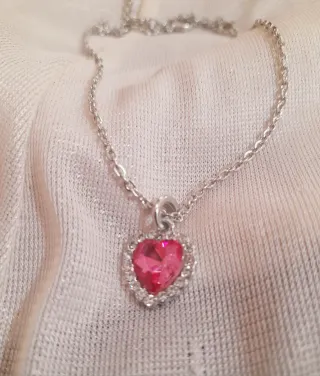 Conjunto Corazón Rosa y Plata