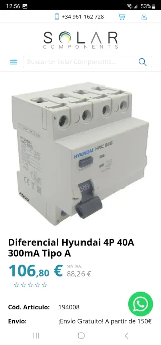 Interruptor Diferencial Hyundai 4P 40A 300mA