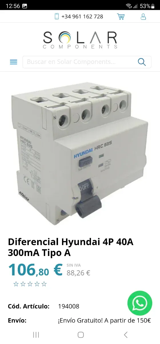 Interruptor Diferencial Hyundai 4P 40A 300mA