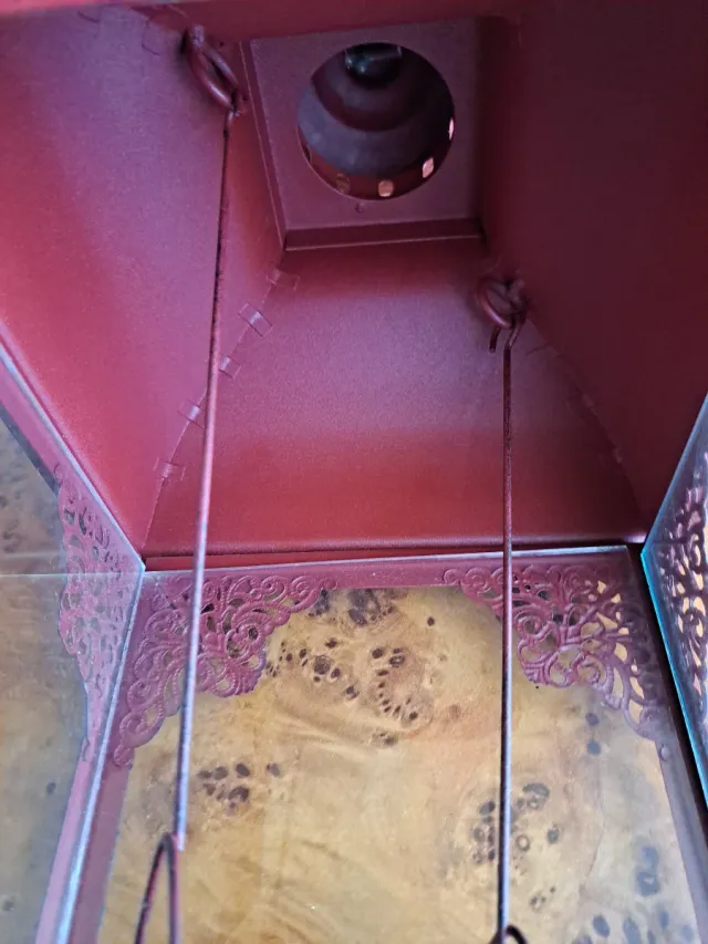 Farol linterna metal burdeos 2 velas