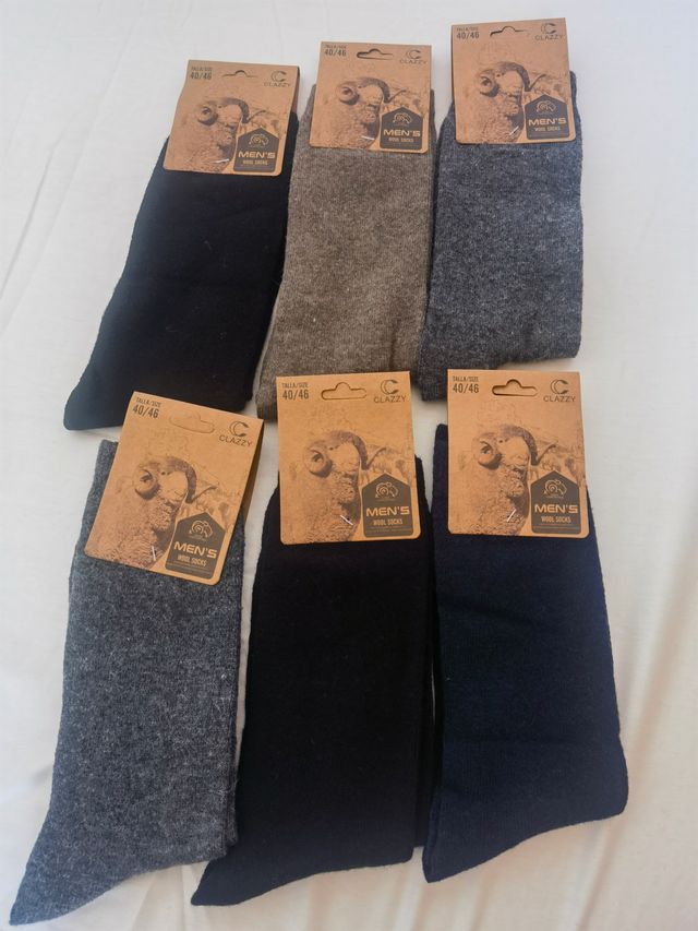 6 Pares Calcetines Lana Hombre Talla 40-46