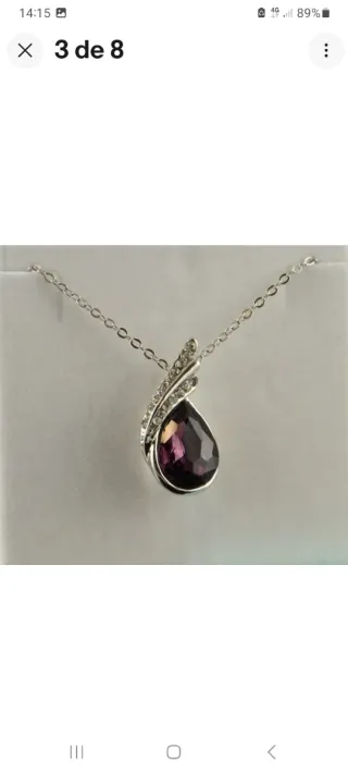 Conjunto lágrima granate y plata