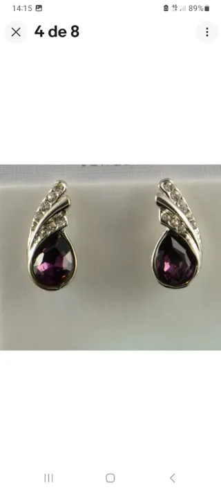 Conjunto lágrima granate y plata