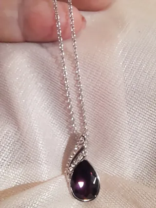 Conjunto lágrima granate y plata