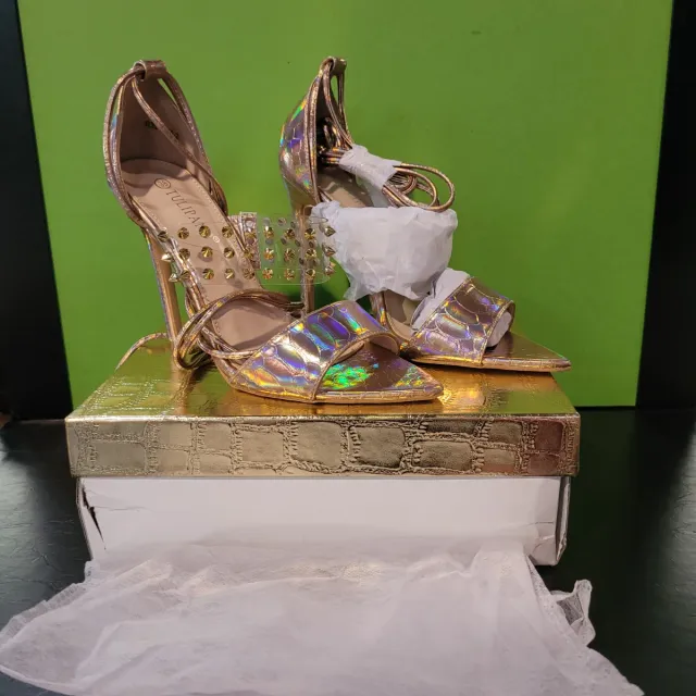 Scarpe col tacco Tulipa dorate e multicolor