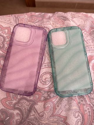 Cover protettive per iPhone 13 Pro Max, viola e verde trasparente