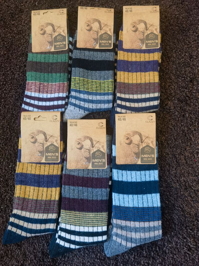 6 Pares Calcetines Lana Hombre Talla 40-46