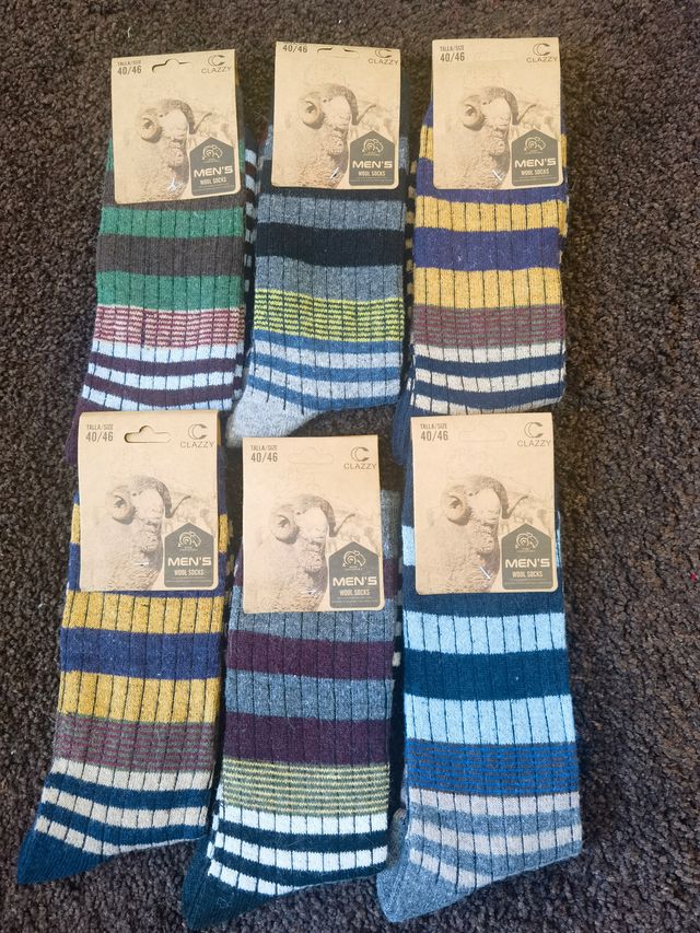 6 Pares Calcetines Lana Hombre Talla 40-46