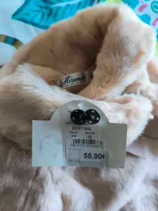 Abrigo peluche bebé rosa 12 meses