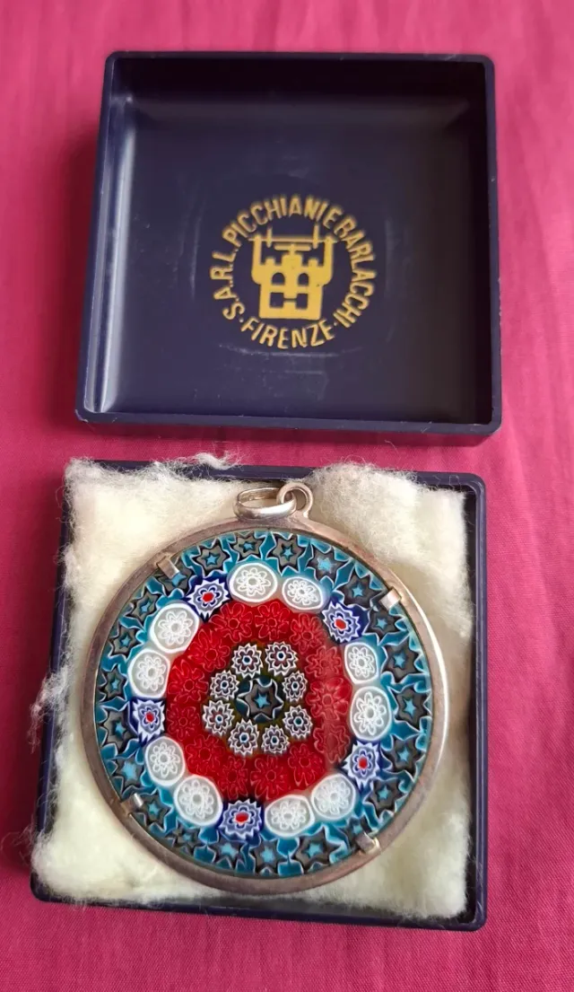 Colgante Murrina Veneziana Multicolor y plata. C