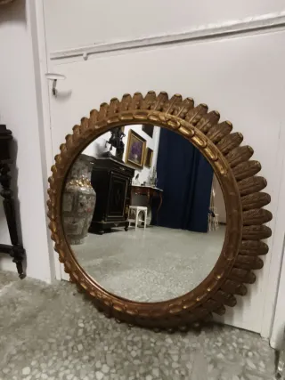 Espejo Redondo Vintage Madera Dorado