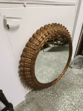 Espejo Redondo Vintage Madera Dorado