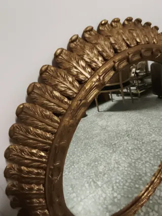 Espejo Redondo Vintage Madera Dorado