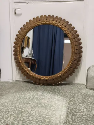 Espejo Redondo Vintage Madera Dorado