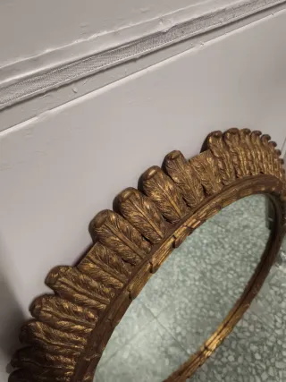 Espejo Redondo Vintage Madera Dorado