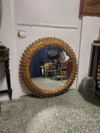 Espejos Redondos Vintage Madera Dorada