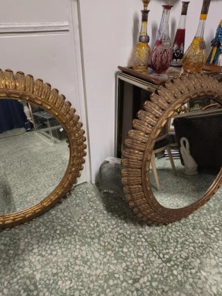 Espejos Redondos Vintage Madera Dorada