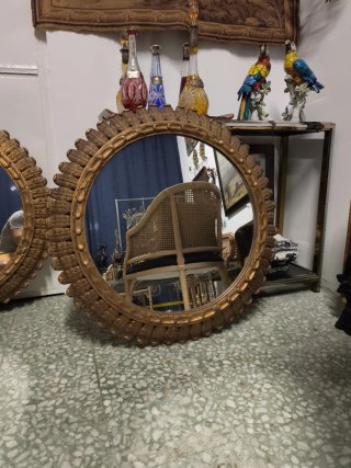 Espejos Redondos Vintage Madera Dorada