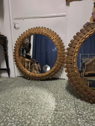 Espejos Redondos Vintage Madera Dorada