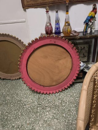 Espejos Redondos Vintage Madera Dorada