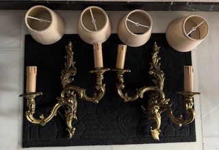 Juego de Candelabros Pared Dorado 2 Luces