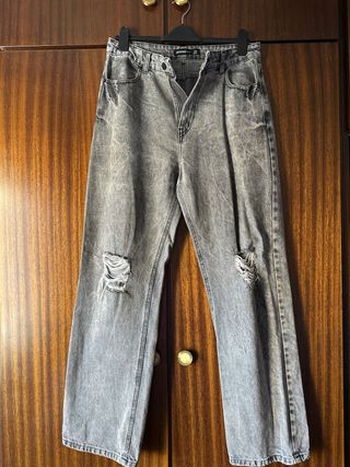 Pantalón oversize gris mujer