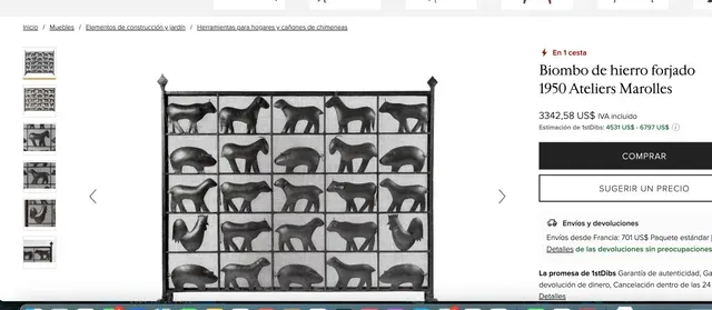 Pantalla Chimenea Hierro Forjado Animales