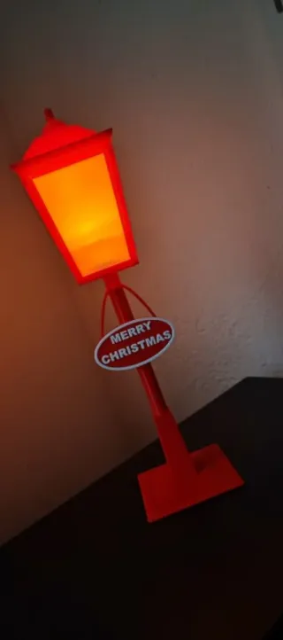 Farol Navideño Decorativo Rojo y Dorado