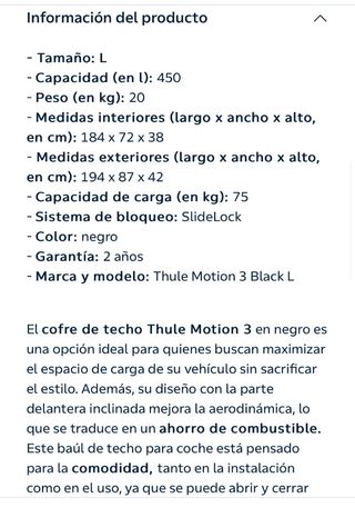 Alquiler Cofre Thule Motion 3 L