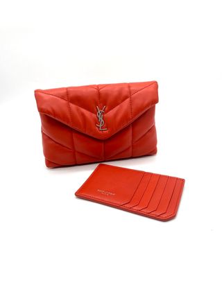 Bolso Clutch Saint Laurent Rojo con Tarjetero
