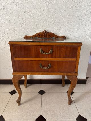 Mesita de noche madera y cristal