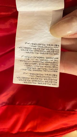 Piumino rosso OVS imbottitura sintetica