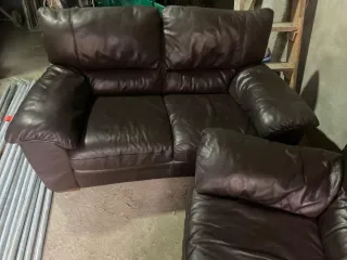 Conjunto Sofás Piel Marrón 3+2 Plazas