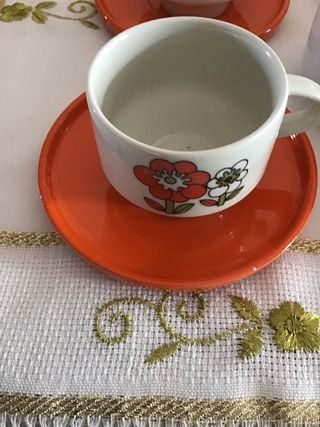 Tazzine caffè vintage arancioni e bianche