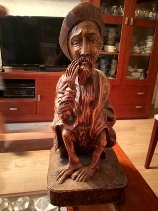 Figura madera abuelo tallado mano