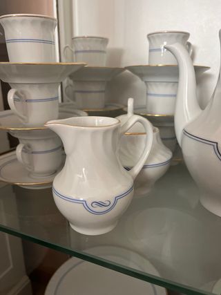 Juego de café porcelana azul y blanco