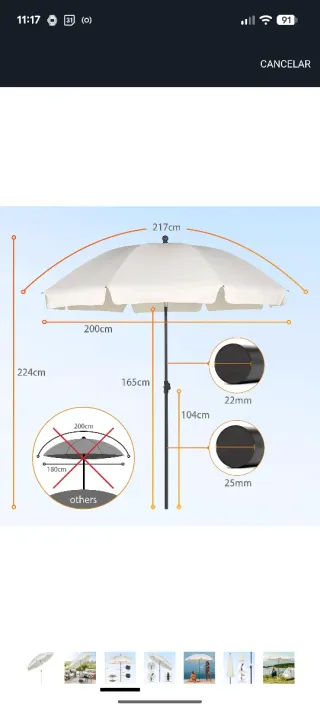 Sombrilla de jardín y terraza
