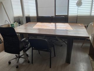 Mesa industrial madera y metal 10 personas amplia