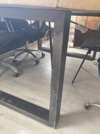 Mesa industrial madera y metal 10 personas amplia