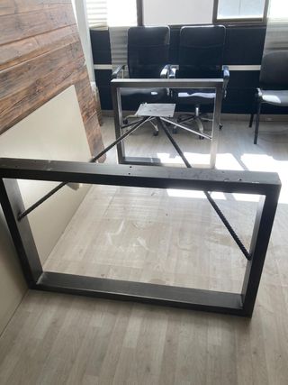 Mesa industrial madera y metal 10 personas amplia