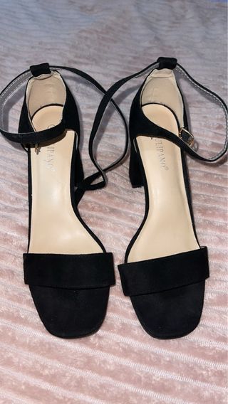 Sandalias Negras Tacón Ancho