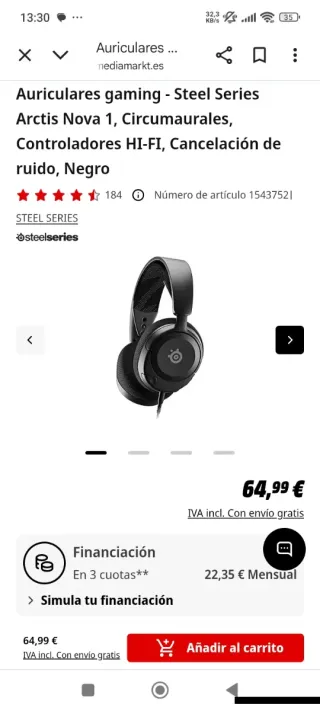Auriculares SteelSeries Negros