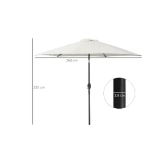 Outsunny Ombrellone da Giardino in Alluminio 260x235