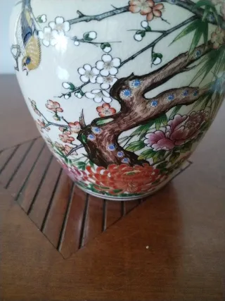 Jarrón Japonés Kutani Cerámica