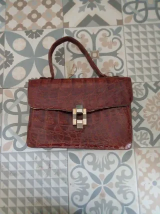 Bolso piel cocodrilo marrón