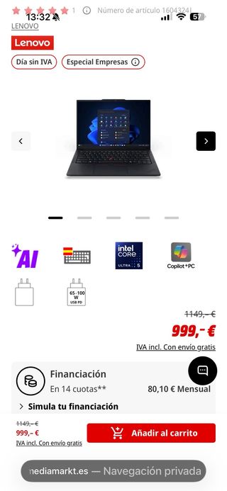 Portátil - Lenovo ThinkPad E14 Gen 7 Profesional C