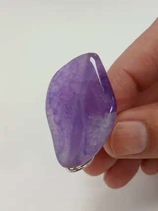 Anel Pedra Natural Ametista Roxo e Branco