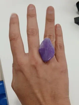 Anel Pedra Natural Ametista Roxo e Branco