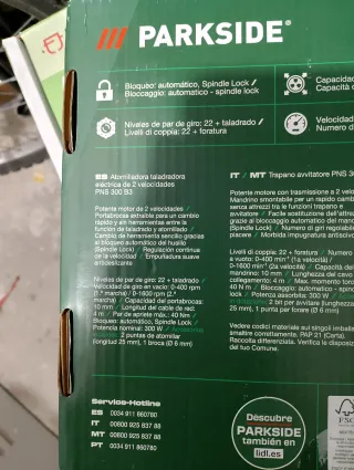 Taladro Atornillador Parkside 2 Velocidades